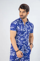 Aquatic Sparkle Printed Summer Beachwear Short Suit