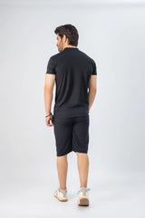 Black Short Sleeve Summer Short Suit