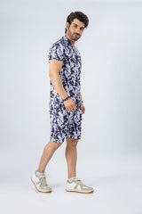 Bold Abstract Mens Printed Summer Beach Short Suit Set