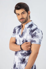 Artistic Abstract Print Summer Short Suit For Men