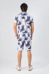 Artistic Abstract Print Summer Short Suit For Men
