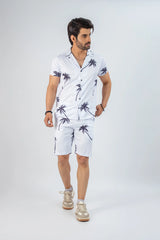 Escape in Style with the White Palm Haven Vacation Summer Short Set