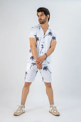 Escape in Style with the White Palm Haven Vacation Summer Short Set