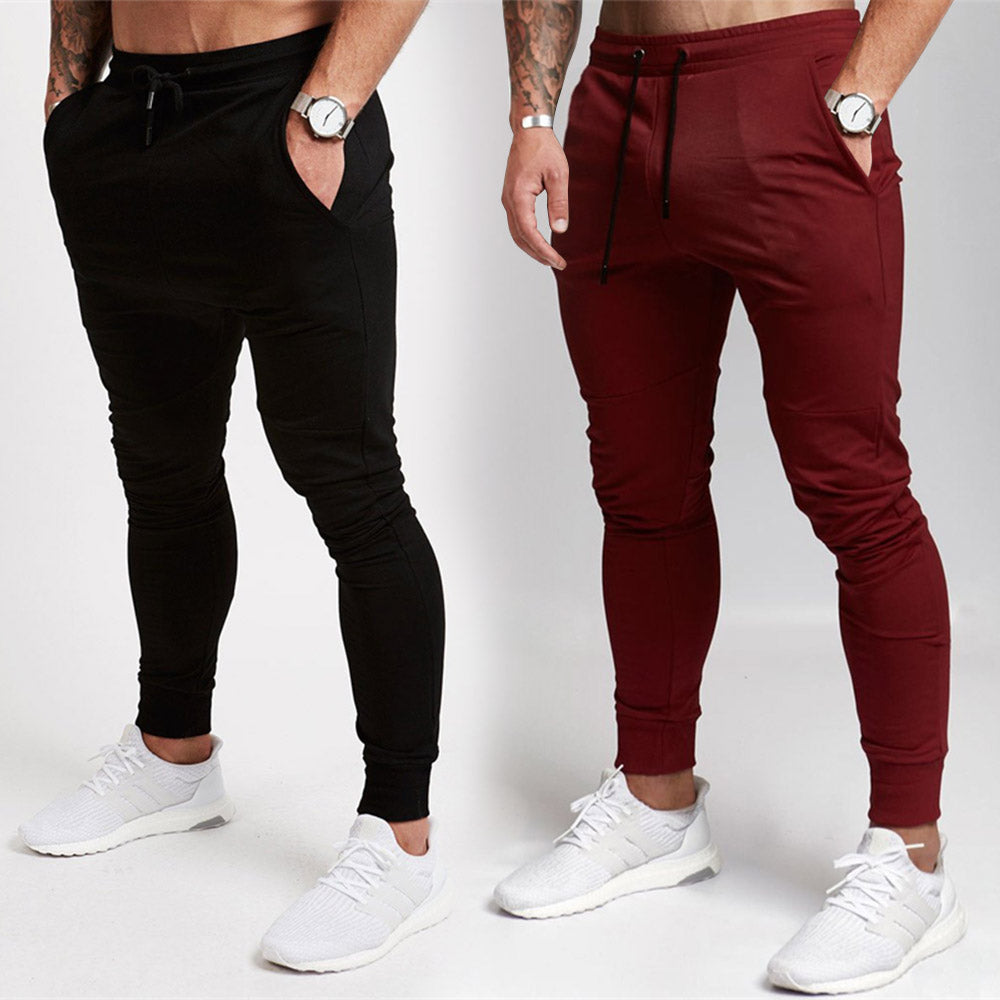 Bundle of 2 Black & Maroon Jogging Trousers