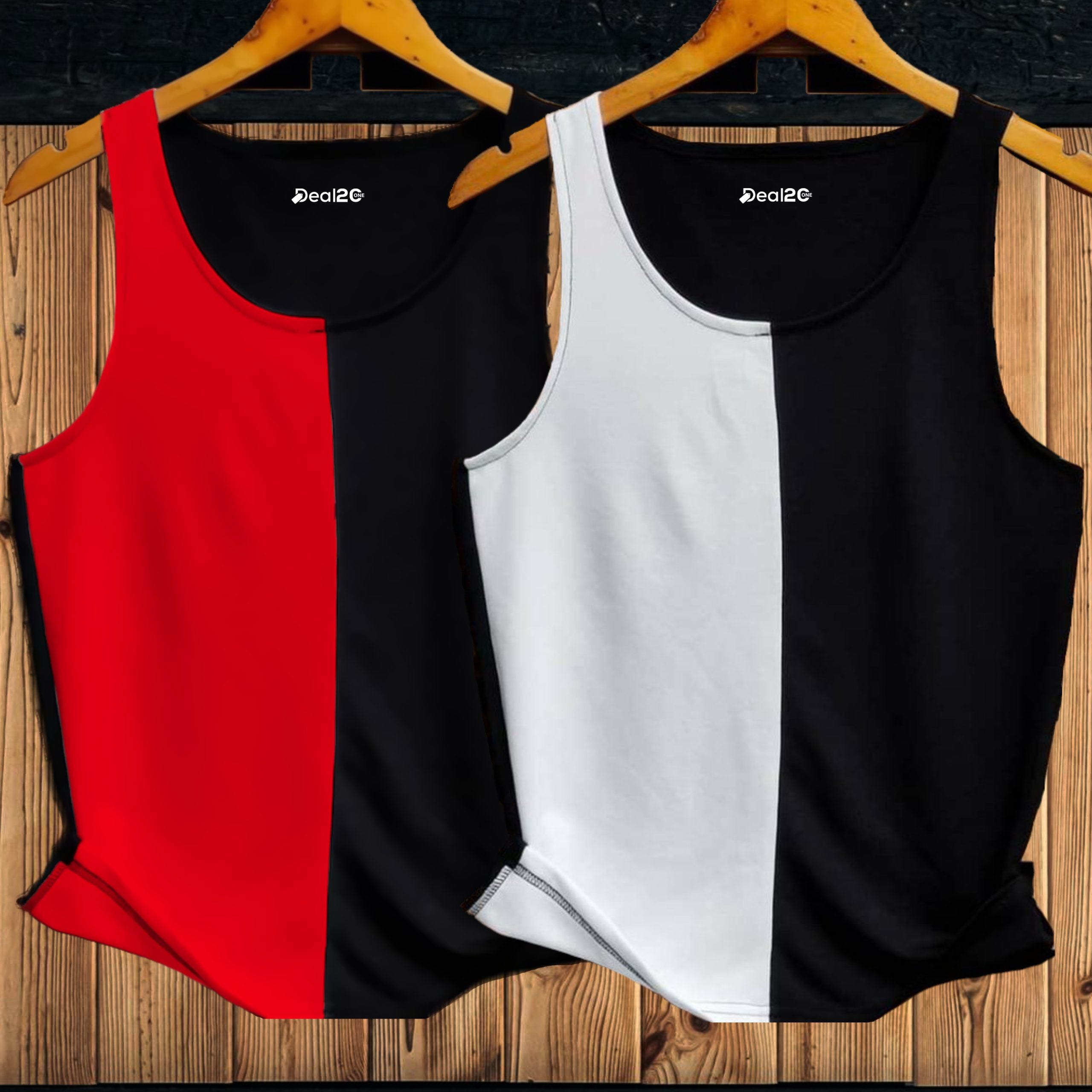 Bundle of 2 Men Gym Freaks Contrast Tank Tops