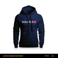 Source Printed Navy Blue Hoodie For Men