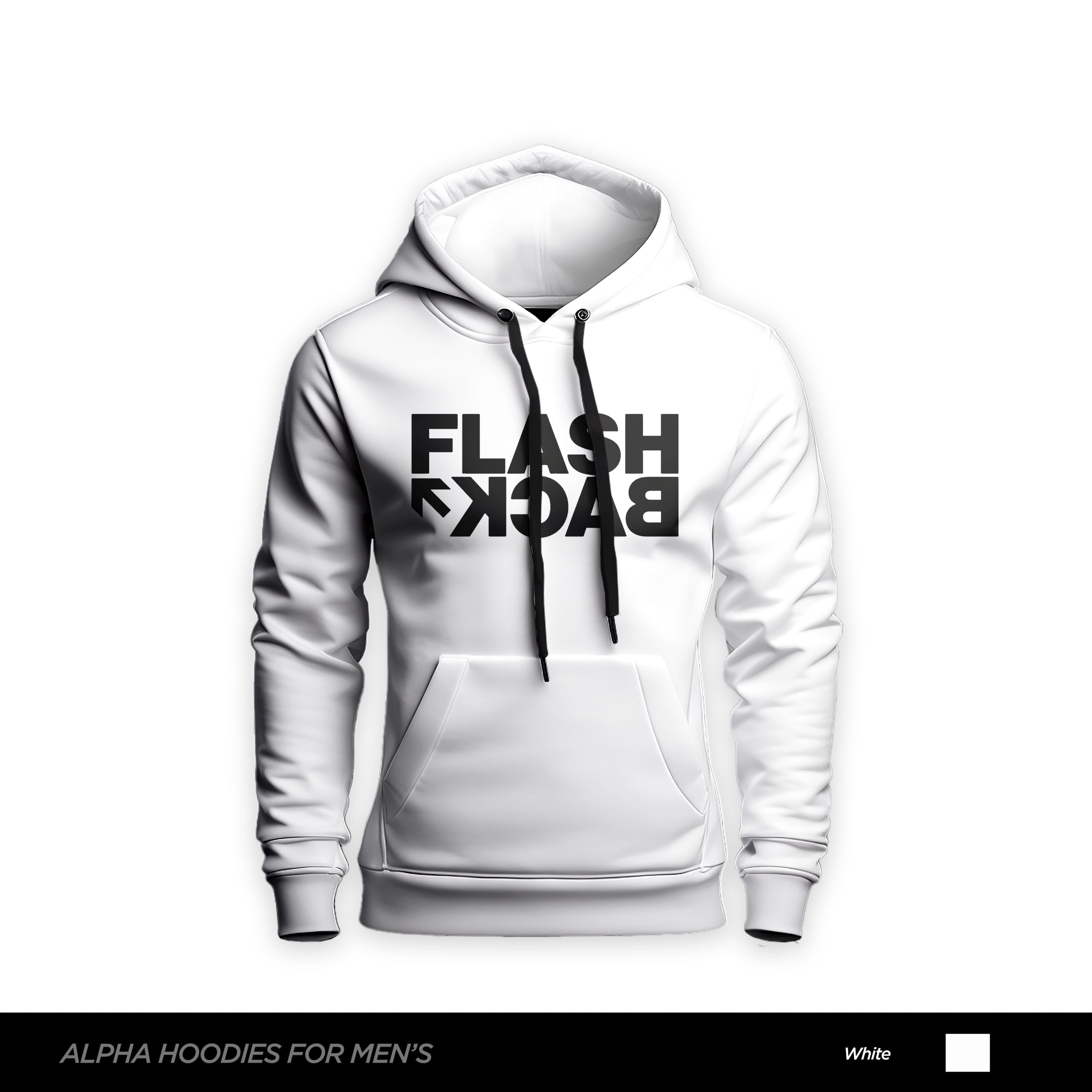 Flash Back Printed White Hoodie For Men
