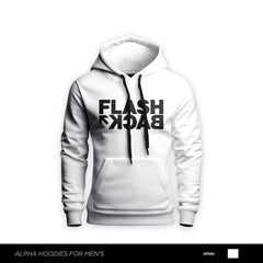 Flash Back Printed White Hoodie For Men