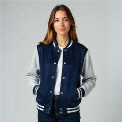 Navy & Grey Varsity Jacket for Women