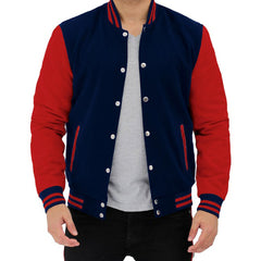 Navy and Red Men Varsity Jacket