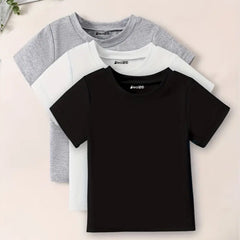 Bundle of 3 Basic Plain Summer T-Shirts For Kids