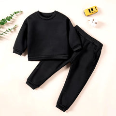 Plain Black Sweatshirt Tracksuit For Kids