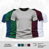 Bundle of 5 Stylish And Elegant Basic Half Sleeves T-Shirts For Men