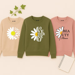 Pack of 3 Beauty Flower Printed Sweatshirts for Women