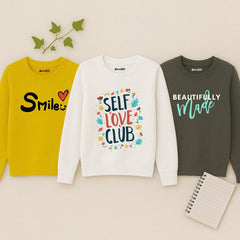 Pack of 3 Self Smile Made Printed Sweatshirts for Women