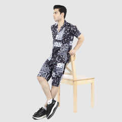 Men Paisley Style Trendy Printed Summer Short Suit