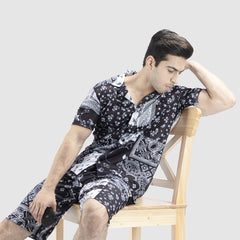 Men Paisley Style Trendy Printed Summer Short Suit