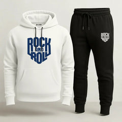 ROCK AND ROLL Printed Hooded Tracksuit – Unisex
