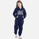 Navy Blue Best Sister Hooded Tracksuit For Kids