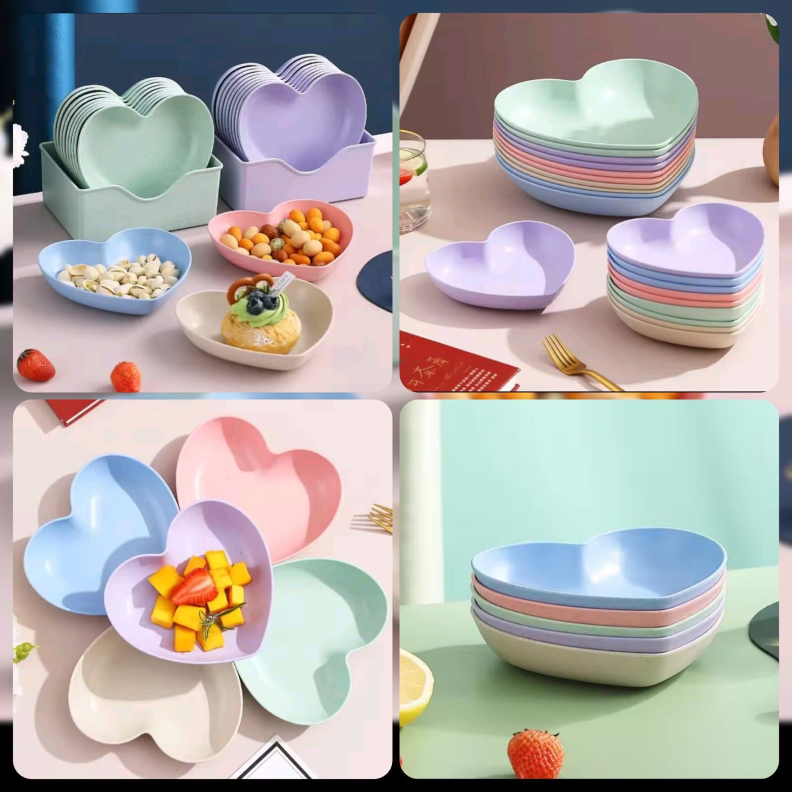 Heart Shape 10 PCs Plate Set With Holder