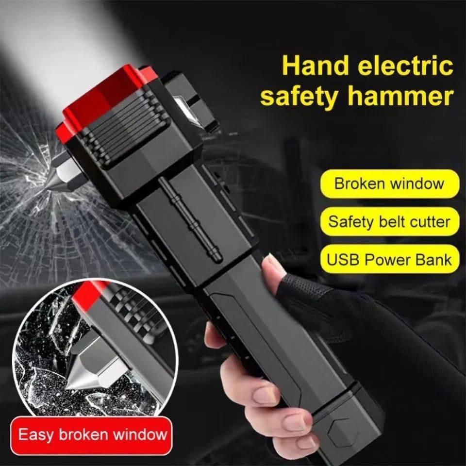 Hammer Torch Light – Multi-Function Emergency Tool with USB Power Bank