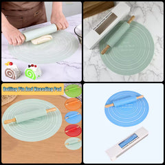 Silicone Dough Mat & Rolling Pin Set – Non-Stick Baking Combo
