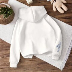 Good Butterfly Printed White Hoodie for Tween Girls