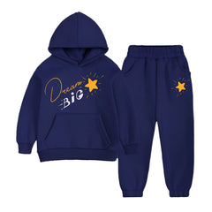 Dream Big Navy Blue Hooded Tracksuit For Kids