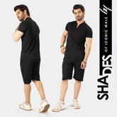 Black Short Sleeve Summer Short Suit