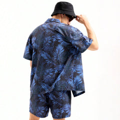 Men Swimmode Stylish Collar Beachwear Casual Short Suit