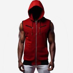 Bundle of 2 Men Fitness Sleeveless Casual Jaquetta Zipper Hoodies