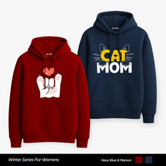Pack of 2 Cat Lover Printed Hoodies for Women