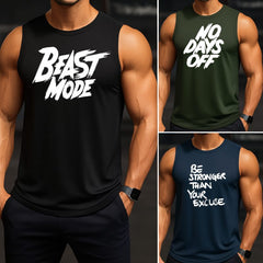 Pack of 3 Stronger Beast Mode Printed Tanktops for Men
