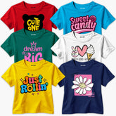 Pack of 6 Just Sweet Dream Forever Printed Summer T-Shirts For Girls