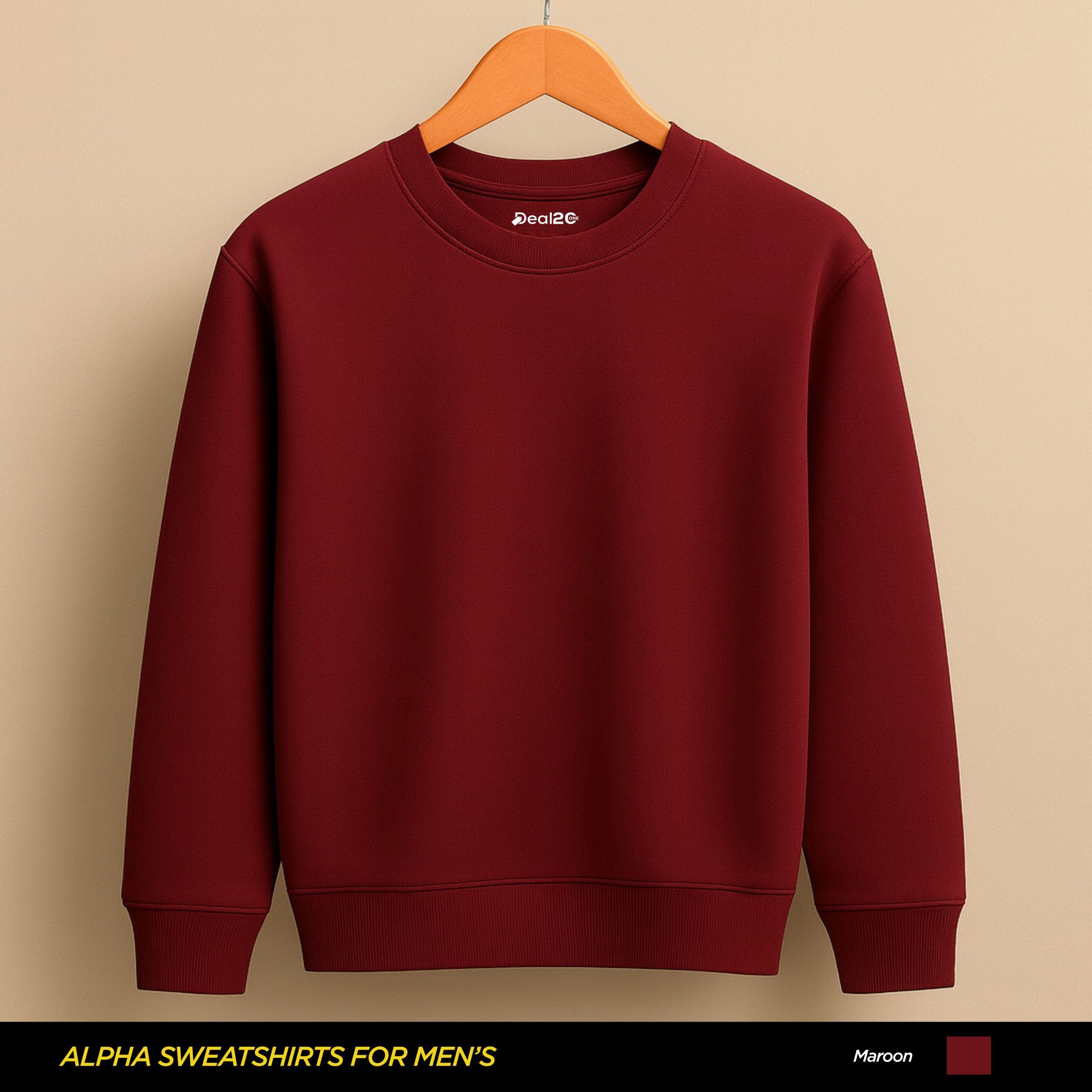 Solid Plain Maroon Sweatshirt for Men