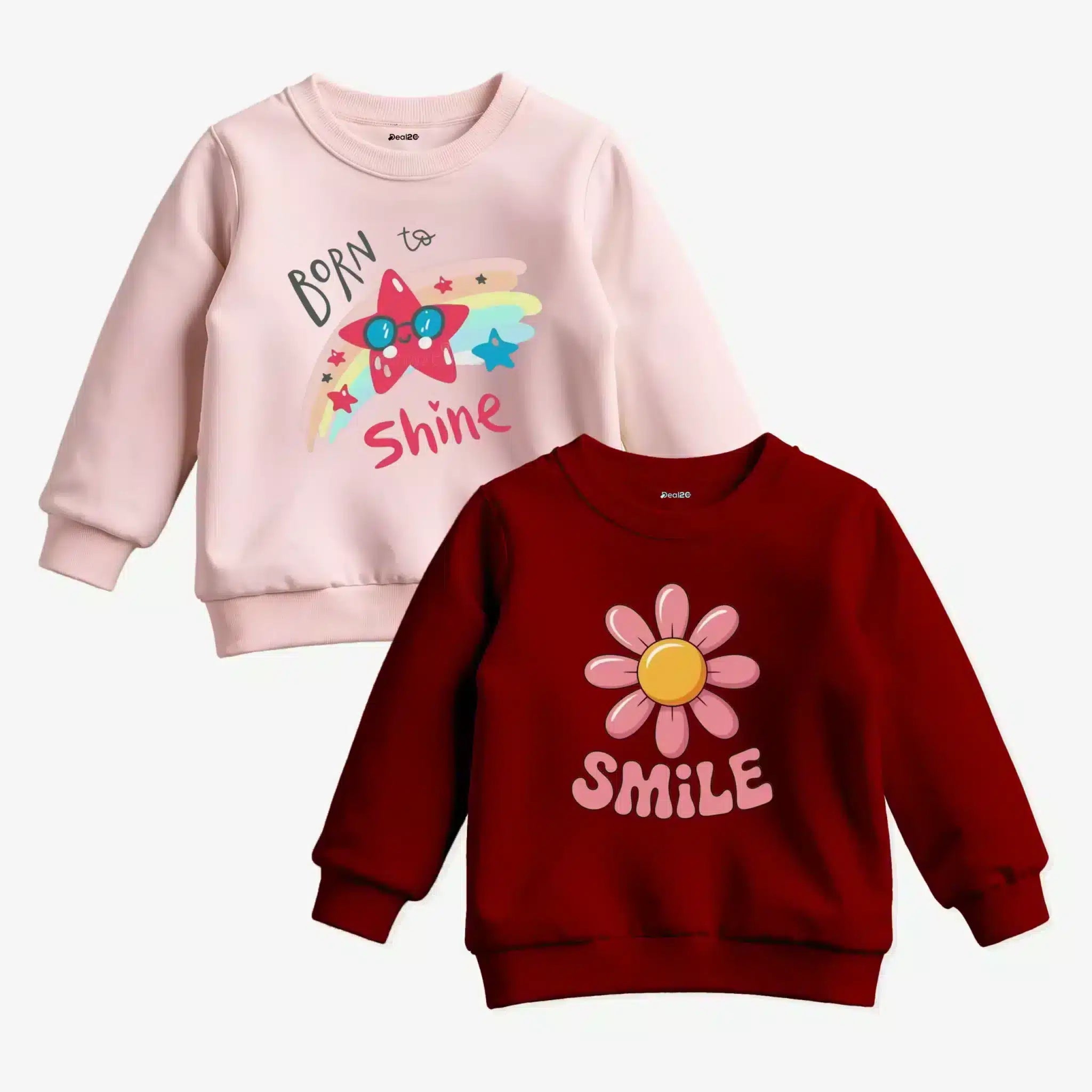 Pack of 2 Smile Shine Star Printed Sweatshirts for Girls