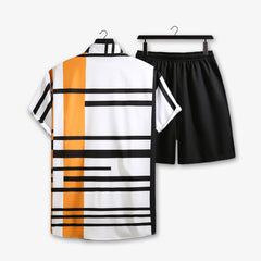 Men Geometric Printed Summer Vacation and Resort Wear Short Suit