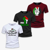 Pack of 3 Palestine Solidarity Mens Printed T-Shirts
