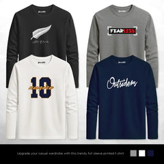 Pack of 4 Fearless Outsiders Mens Printed Long Sleeves T-Shirts