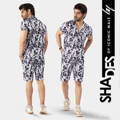 Bold Abstract Mens Printed Summer Beach Short Suit Set