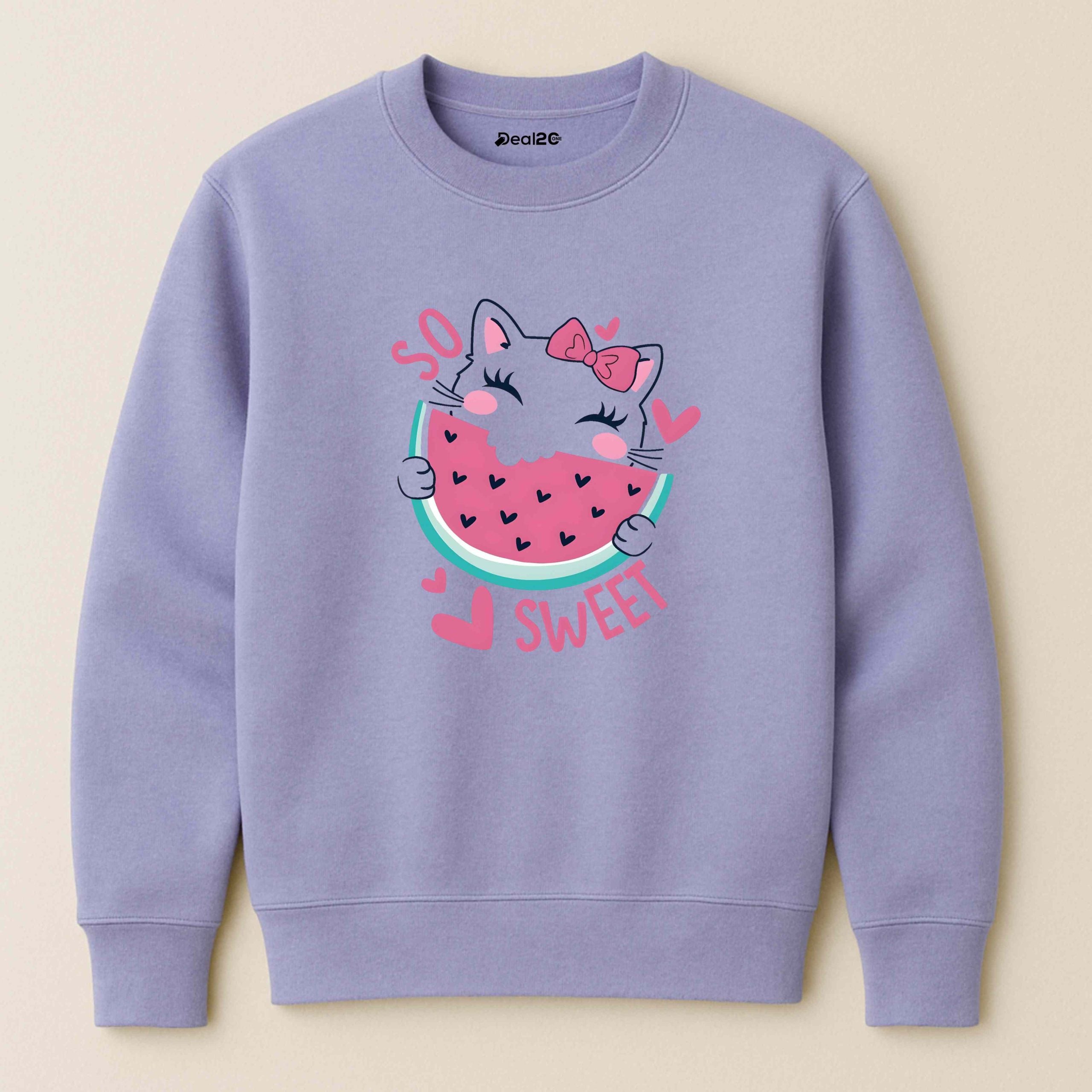 So Sweet Cat Printed Purple Sweatshirt for Women