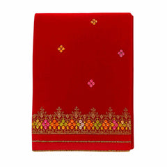 Velvet Multi-Embroidered Border Dupatta Shawl – 2.5 Gazz