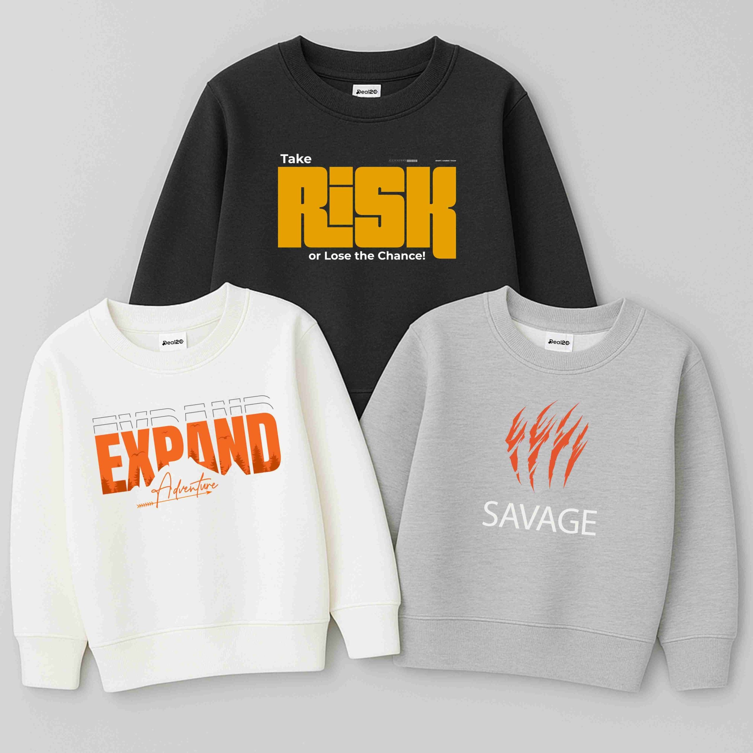 Pack of 3 Expand Risk Savage Sweatshirts for Tween Kids