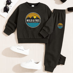 Wild & Free Printed Sweatshirt Tracksuit For Kids