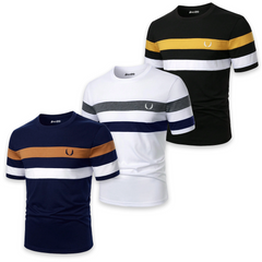 Bundle of 3 Classic Color Block Short Sleeve T-Shirts For Men