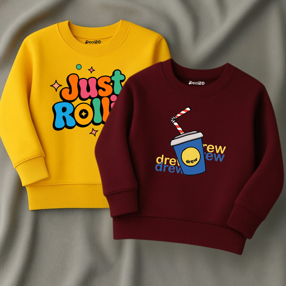 Pack of 2 Just Drew Printed Sweatshirts for Young Kids