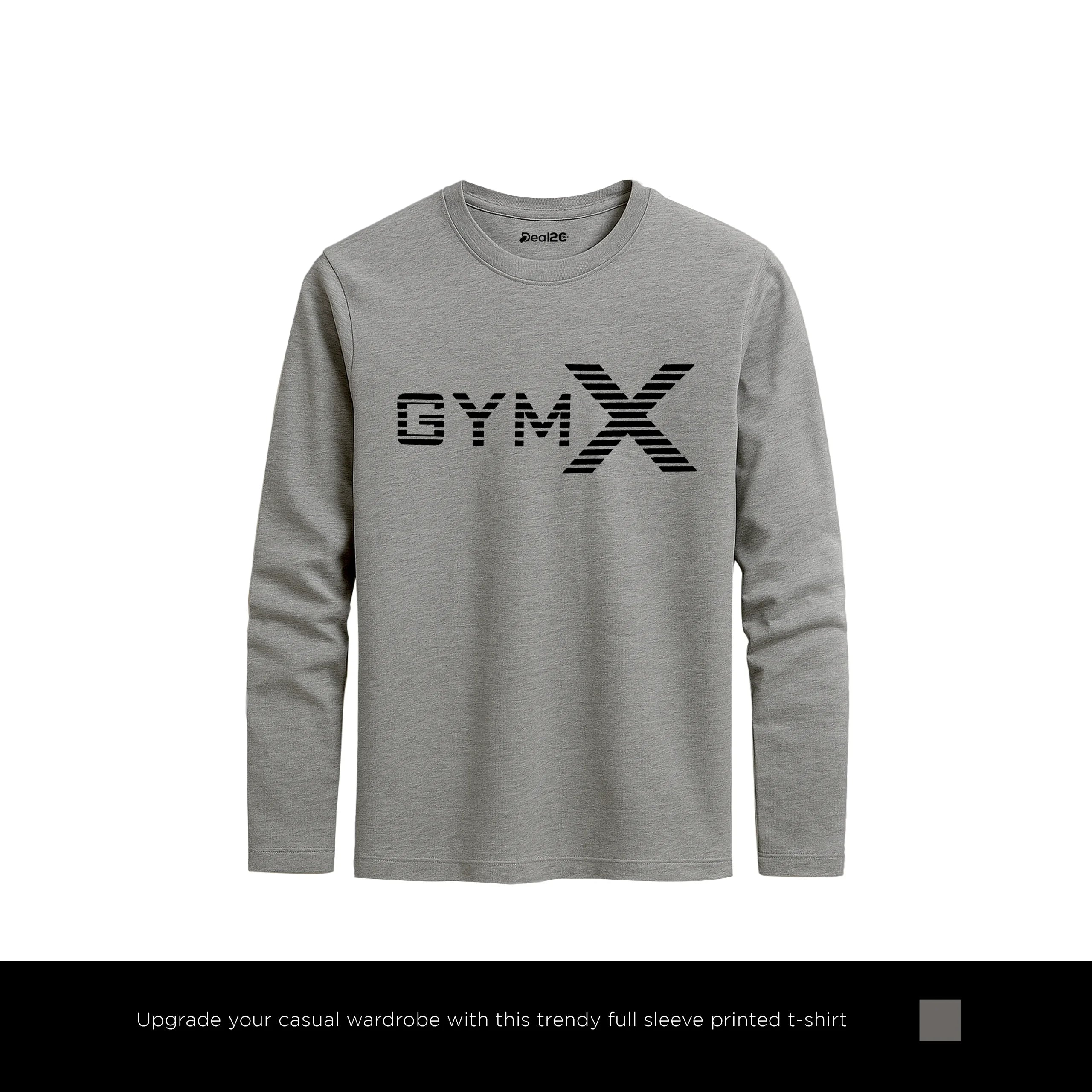 Core Gym X Printed Charcoal Long Sleeve T-Shirt for Men