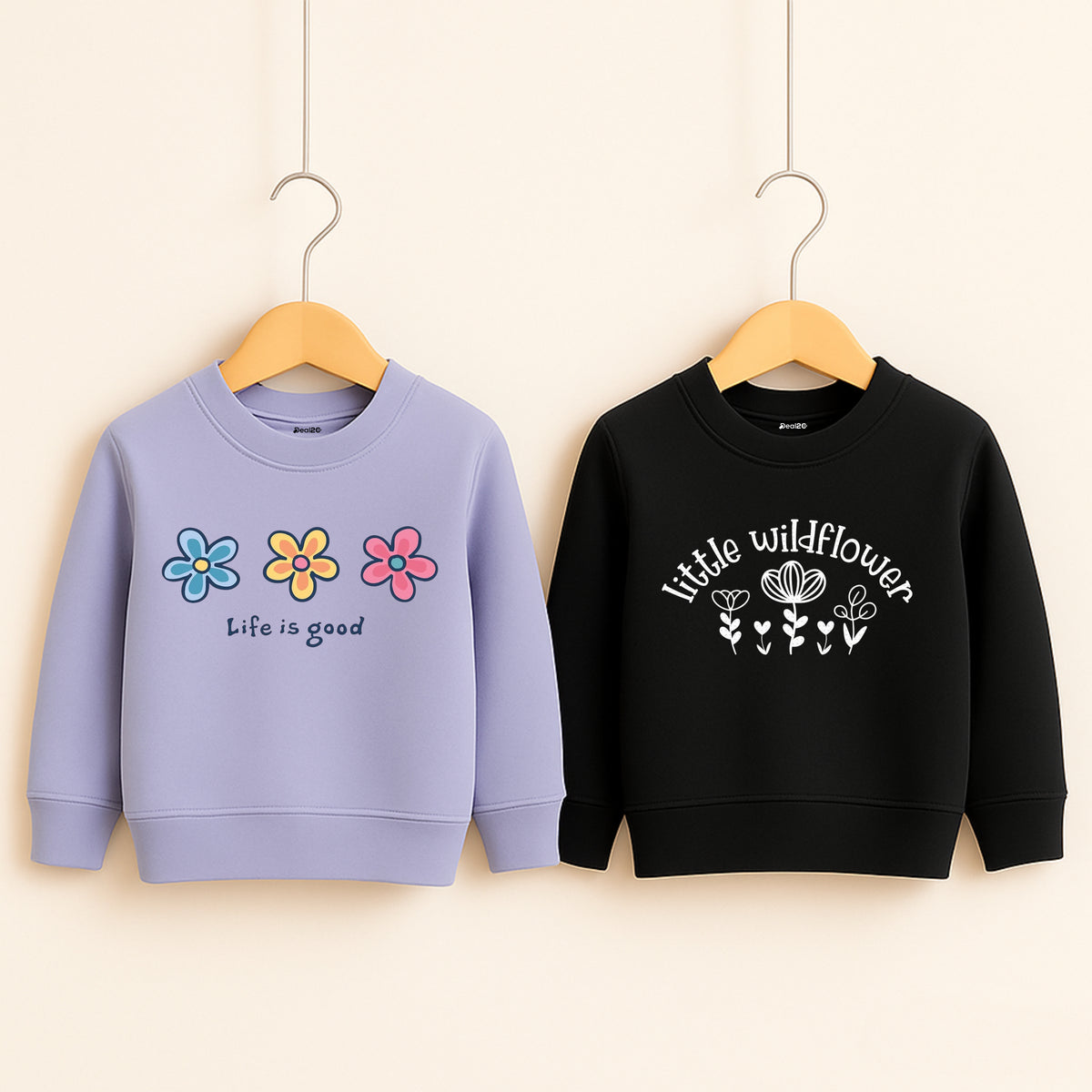 Pack of 2 Life is Good Printed Sweatshirts for Girls