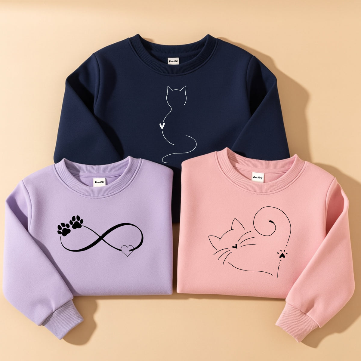 Pack of 3 Kittie Trio Printed Sweatshirts for Girls