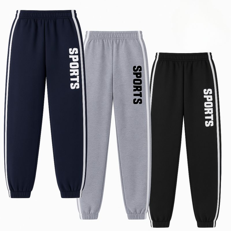 Pack of 3 Sports Print Stripped Sweatpants for Kids